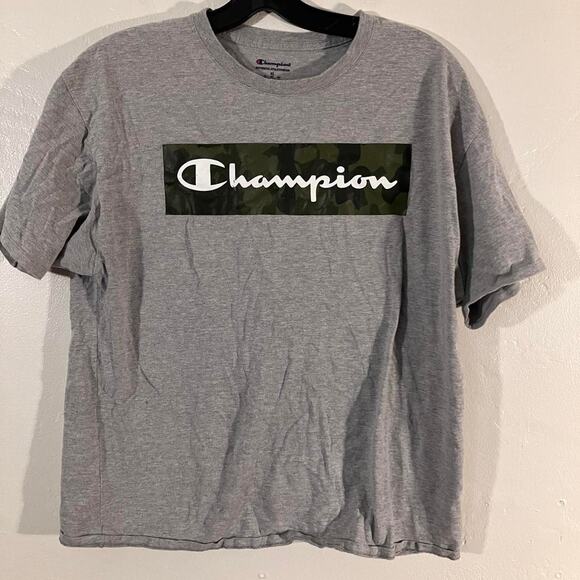 Champion Grey Camouflage Box‎ Logo T-shirt - Picture 1 of 4